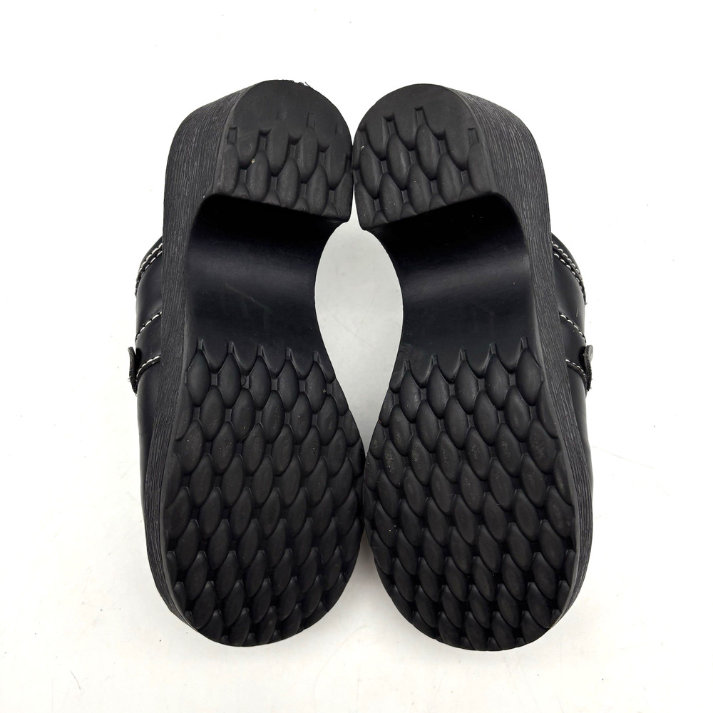 Vintage 90s Y2K Route 66 Black Faux Leather Chunky Platform O-ring Mules 7 - Picture 16 of 16